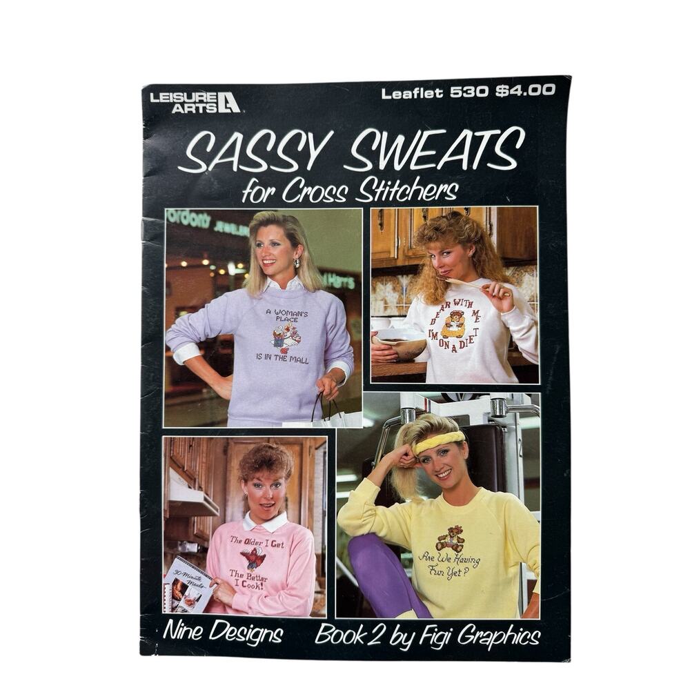 Vintage Sassy Sweats for Cross Stitchers Design Leaflet 9 Designs 1987 Funny 530
